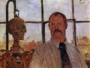 Lovis Corinth Self-portrait with Skeleton Spain oil painting artist